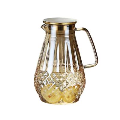 China Sustainable High Borosilicate Electroplate Color Glass Water Kettle With 304 SUS Glass Lid Kettle Set for sale