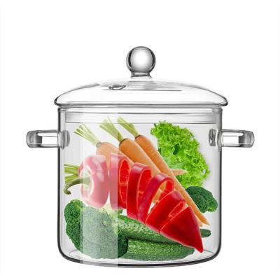 China General Use For Gas Fire And Induction Cooker Transparent Open Safe Multi-size Heat Resistant Glass Cooking Pot for sale