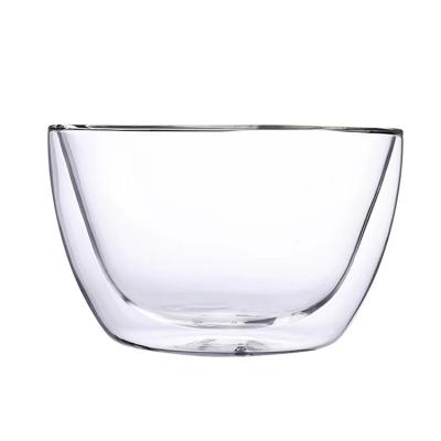 China Sustainable glassware and soup bowls Insulate double-walled glass keeps food bowl hot and cold for sale