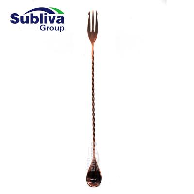 China Two Tone Plated Bar Spoon With Fork 300mm BRSN0007-TTP for sale