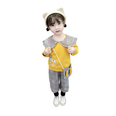 China Cute children's two-piece dress casual 2021 new baby clothes two-piece girls 1-4 years spring and autumn long-sleeved suit for sale