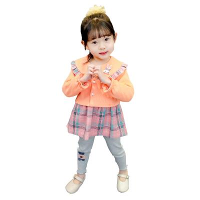 China Cute children's two-piece dress casual 2021 new baby clothes two-piece girls 1-4 years spring and autumn long-sleeved suit for sale