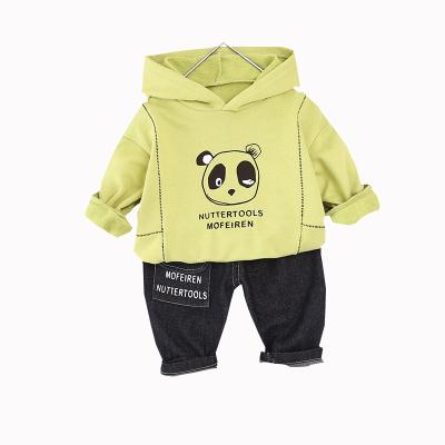 China New Casual Children's Clothing Cute Hooded Two-piece Suit Girls 1-5 Years Long Suit Spring And Autumn Sleeve Cartoons for sale