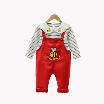 China Wholesale high quality children's boutique smart casual low price two-piece sling two-piece girl's long-sleeved suit for sale