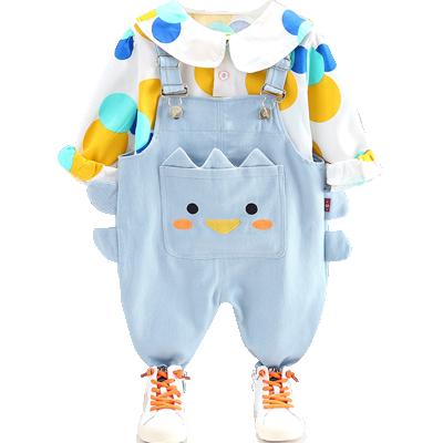 China Factory wholesale children's casual clothing cartoon 1-5 years old boy's two-piece long-sleeved suits autumn suit spring and suspender for sale