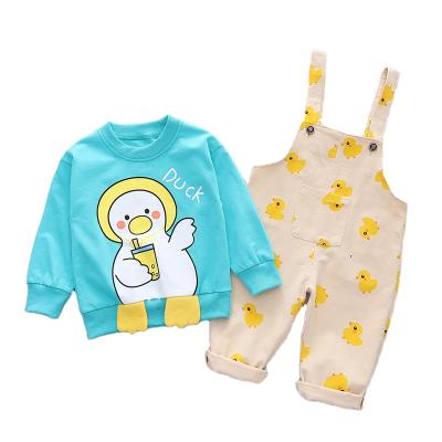 China Casual Made in China 1-5 Years Old Boys Children's Cartoon Bib Two Piece Suit Long Sleeve Casual Suit for sale