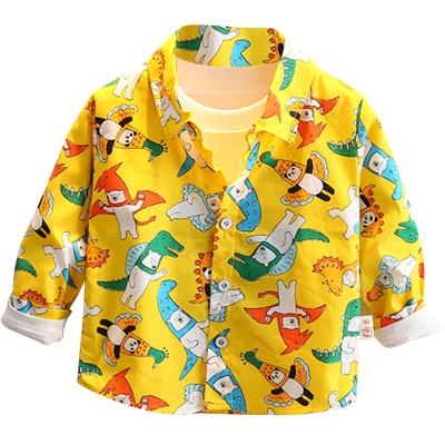 China Cheap Wholesale Children's Clothing Casual Boys One Piece Cartoon Long Sleeve Shirt 1-5 Years Shirt for sale