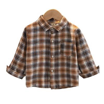 China 2021 Casual Made in China Children's Lapel Plaid Collar Senior 1-5 Years Boys Casual Shirt for sale