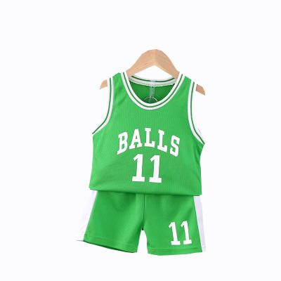 China High Quality Casual Baby Tank Top Breathable 1-5 Year Old Boys Two-piece Sweat-absorbent Boutique Sports Invest Basketball Uniform Suit for sale