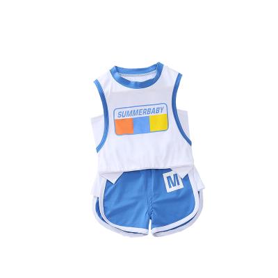 China Casual made in 2021 China baby children's suit 1-5 years old boy summer vest two-piece suit short-sleeved leisure new for sale