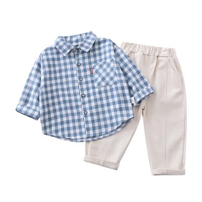 China 2021 high quality boutique spring and autumn children's plaid two-piece boy casual handsome suit for sale