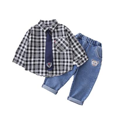 China 2021 high quality boutique spring and autumn children's plaid two-piece boy casual handsome suit for sale