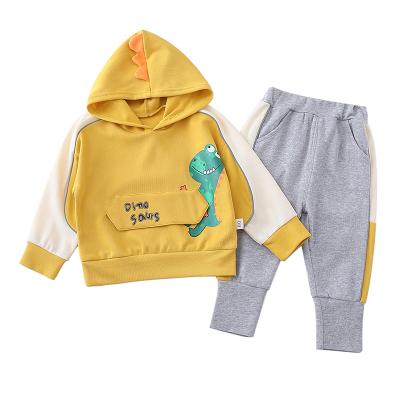 China 2021 boutique high quality handsome spring and autumn hooded children's casual boy two-piece suit for sale