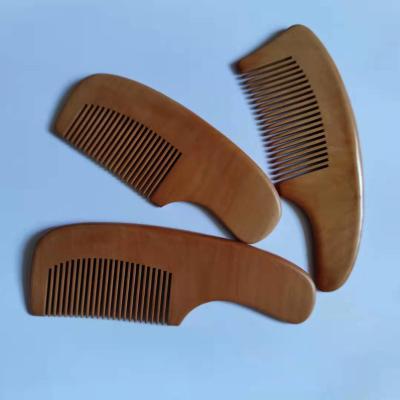 China Wholesale Custom Environmental Logo Anti-Static Natural Peach Wood Pure Natural Fiber Easy Beard Brush and Comb for Men for sale