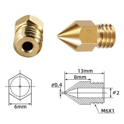 China 3D Printing E-3D v5 v6 Extrusion 3D Printer Accessories 1.75mm/0.4mm/0.6mm/0.8mm/1.0mm 3D Printer Extrusion Head mk8 mk10 Replacement Brass Nozzle for sale