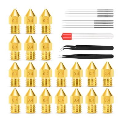 China 3D printing extrusion V6 m6 threaded 3d printer extruder nozzle mk10 mk8 witl volcano 3d printer nozzle kit brass titanium steel parts for sale