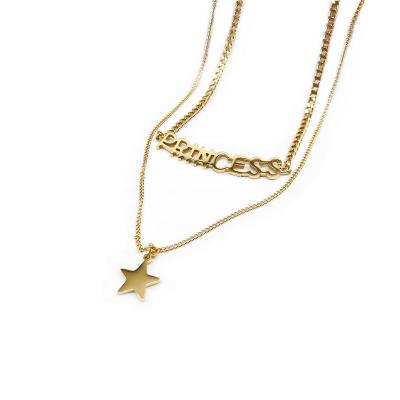 China TRENDY Manufacturer Custom Stainless Steel Jewelry Waterproof Never Fade Fashion Jewelry Women 18k Gold Star Jewelry Layered Necklace for sale