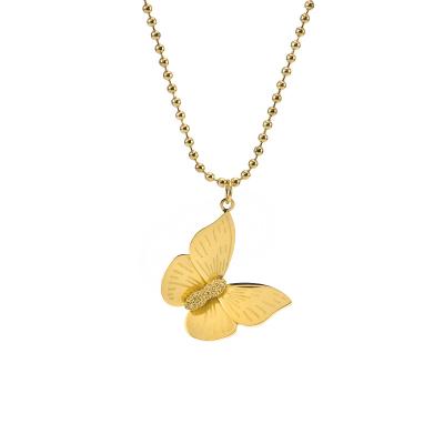 China Manufacturer Custom Jewelry TRENDY Waterproof Non Tarnish Free Jewelry Womens 14k 18k Gold Plated Stainless Steel Butterfly Necklace for sale