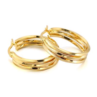 China FASHIONABLE new design 18k gold thin layer earring, wholesale simple style high quality 18k gold plated stainless steel earring jewelry for sale