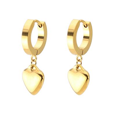 China New designer TRENDY thin layer 18k gold earring, wholesale heart dangle earring, wholesale simple style heart earrings jewelry for sale