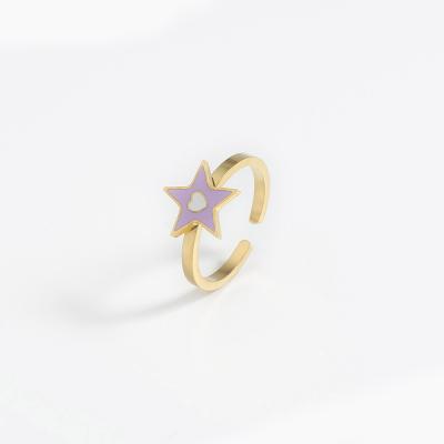 China 2021 FASHIONABLE Late New Arrival Cheap Jewelry 18K Gold Plated Waterproof Cute Top Rank Stainless Steel Star Rings Wholesale for sale