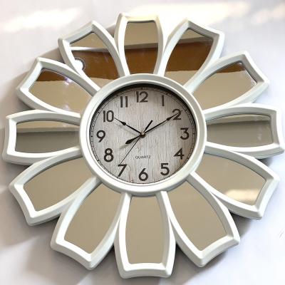 China Industrial Flower Shaped Mirror Wall Clock Luxury Sticker Decorative Mirror For Hotel for sale