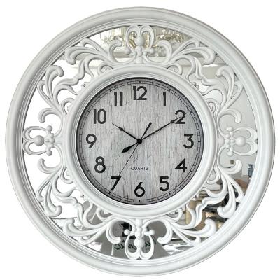 China Antique Style Mirror Wall Clock For Home Decorative Mirror Covered Industrial Wall Clock for sale