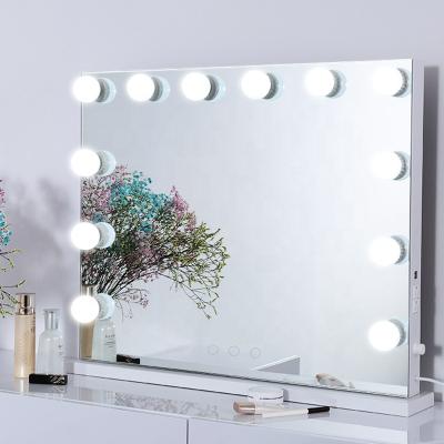 China Big Girl Hollywood Promotional Vanity Mirror Lighted Frameless Led Makeup Mirror With Bulbs for sale