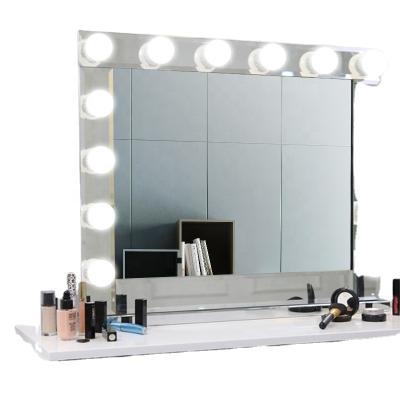 China Large Lighted Hollywood Mirror Makeup Vanity Mirror With Frame Professional Hollywood Mirror With Bulbs for sale