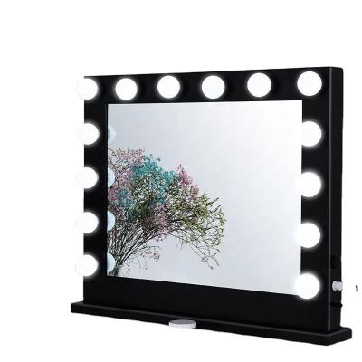 China Rectangle Shape Hot Selling Large Size Lighted Hollywood Mirror Style With Bulbs With USB Charger for sale