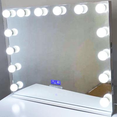 China Lit 36 ​​By 30 Inch Dimmable White Luxury Led Bulb Hollywood Makeup Mirror With Speaker for sale