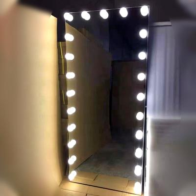 China USA Popular Big Size Wall Mounted Frameless LED Bulb Lighted Makeup Mirror for sale