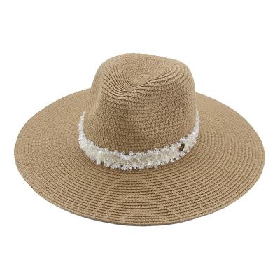 China M-Standard Panama Spring And Summer Paper Straw Hat Striped Simple Stylish Sunscreen Shading Hat With 11cm Lace Brim Hot-selling for sale