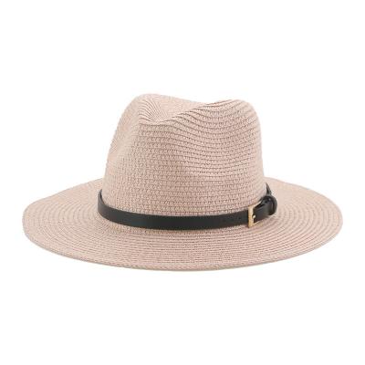 China New Arrival Striped Summer Spring Panama Straw Hat For Women Fit Sun Unisex Popular Hat Good Quality for sale