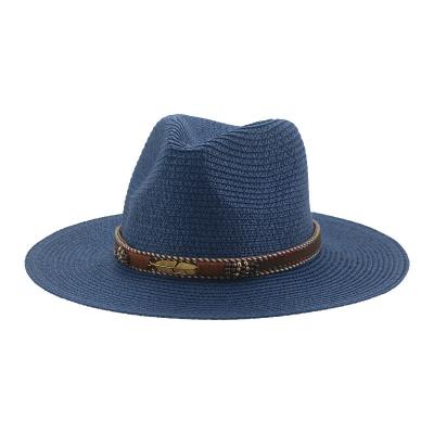 China Spring Summer Straw Panama Hat With Accessory Simple Colorful Striped Simple Popular Element Support For Custom Can Print Logo for sale