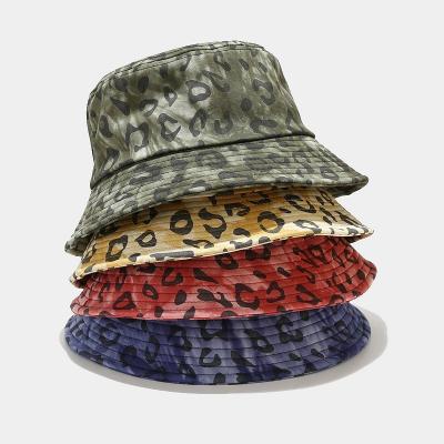 China Sun Hat New Arrival Leopard Fisherman's Hat Custom Design Logo Fashion Bucket Hat Unisex Outdoor 4Colors Available for sale