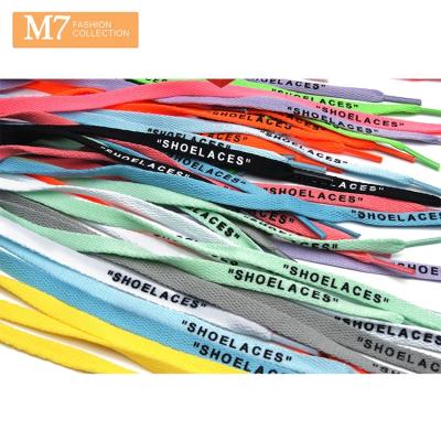 China Hot Sale MSBJ0106 Polyester Casual Color Printed Wide Flat Shoe Laces With Custom Letter Printed for sale