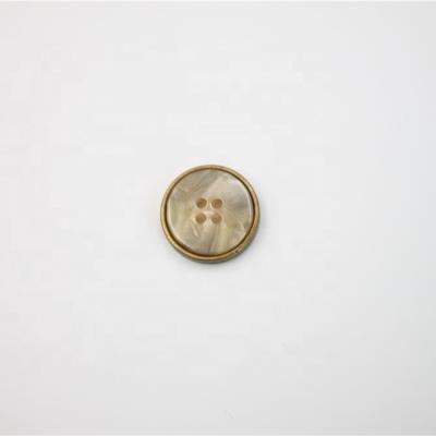 China Other New Design Custom 4 Hole Button Resin Plastic Metal Edge Sewing Button For Jeans for sale