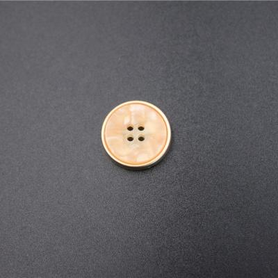 China Other Factory Sale Custom Design 4 Hole Button Plastic Resin Metal Edge Sewing Button for sale