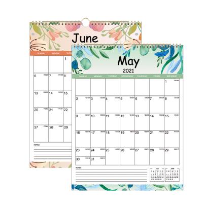 China Wall Calendar Customs Office Supplies 2021 12-Month Gold Fil-o Binding Weekly Monthly Wall Calendar Notes for sale