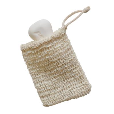 China All Natural Natural Sisal Soap Exfoliating Pouch Mesh Soap Shower Bag Drawstring Saver for sale