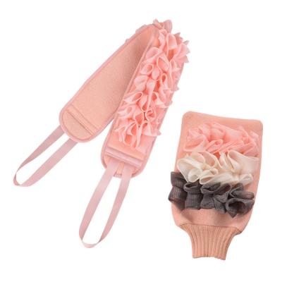 China EXFOLIATE Hot Sale Bath Gift Set Exfoliate Back Gloves Bath Belt Loofah Shower Sponge Set For Christmas for sale