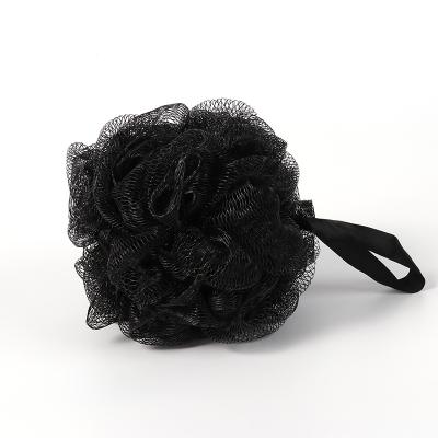 China EXFOLIATING Black Bamboo Bath Loofahs Sponge Ball Mesh Pouf Bath Sponge Shower Charcoal Body Scrubber for sale