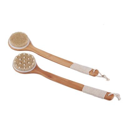 China Logo Long Handle Massager Bamboo Wooden Sisal Brush Handled Personalized Custom Wooden Bath Brush for sale