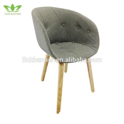 China LK509-12 Elegant Style Gray Color Fabric Wooden Leg Chinese Super Comfortable Cafe Chair for sale