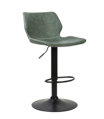 China Height Adjustable Chair Swivel Metal Frame Bar Stool With PU Cushion Antique Seat for sale