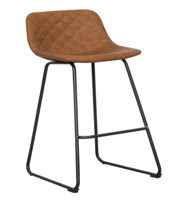 China Environment Friendly Cheap Modern Vintage PU Bar Stool Counter With Black Metal Leg for sale