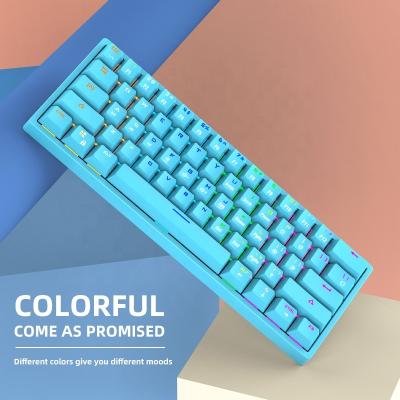 China Anti-ghosting 61 keys colorblock key top laptop desktop notebook computer gaming mechanical keyboard thai language hotswap RGB backlit keyboard for sale