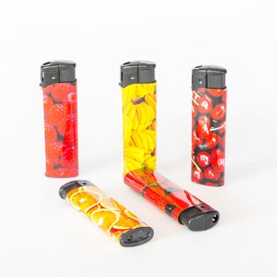 China 82*24.2*12.3mm Refillable Plastic Zinc Alloy Disposable Electronic Butane Gas Lighter for sale