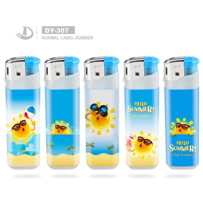 China Disposable Custom Logo Electric Gas Lighter Refillable Plastic Smoking Lighter DY-307 for sale